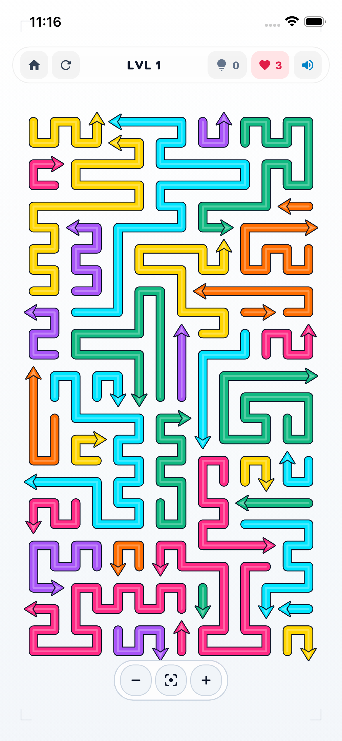 Arrow Puzzle intricate winding maze gameplay level